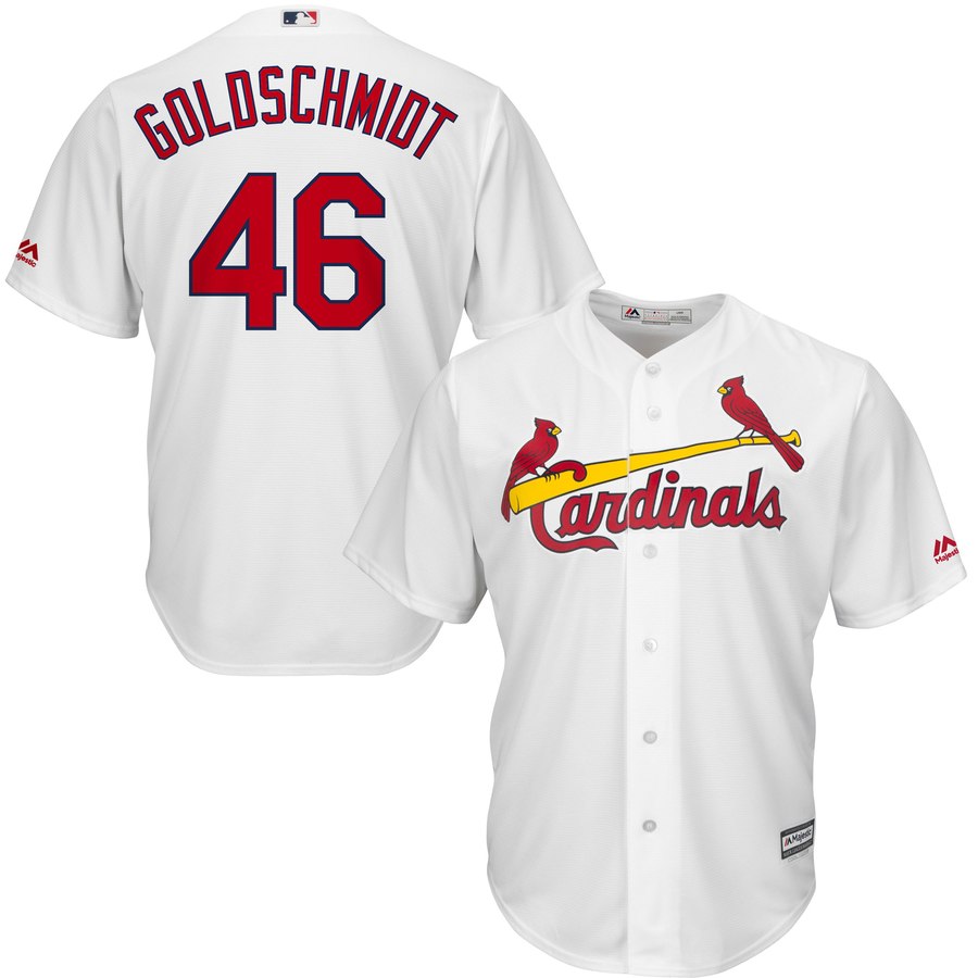 St. Louis Cardinals #46 Paul Goldschmidt Majestic White Cool Base Stitched Jersey