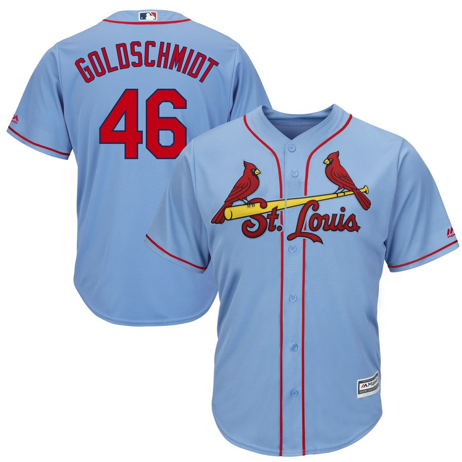 St. Louis Cardinals #46 Paul Goldschmidt Majestic Light Blue Cool Base Stitched Jersey