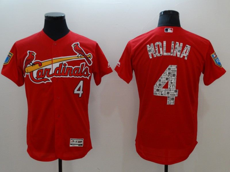 St. Louis Cardinals #4 Yadier Molina Red 2018 Spring Training Flexbase Stitched Jersey