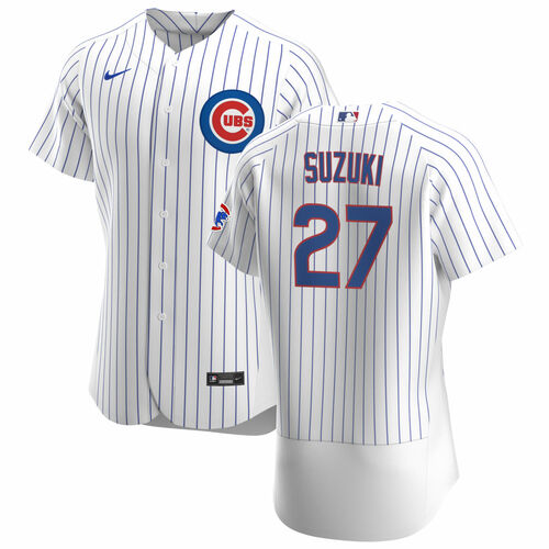 Chicago Cubs #27 Seiya Suzuki White Flex Base Stitched Jersey
