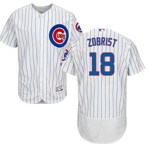 Cubs #18 Ben Zobrist White Flexbase Authentic Collection Stitched Jersey