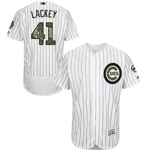 Cubs #41 John Lackey White(Blue Strip) Flexbase Authentic Collection 2016 Memorial Day Stitched Jersey