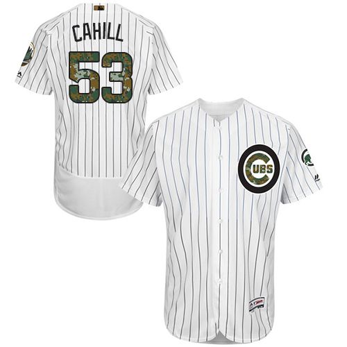 Cubs #53 Trevor Cahill White(Blue Strip) Flexbase Authentic Collection 2016 Memorial Day Stitched Jersey