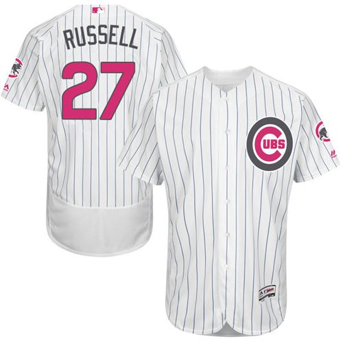 Cubs #27 Addison Russell White(Blue Strip) Flexbase Authentic Collection 2016 Mother's Day Stitched Jersey