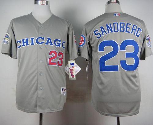 Cubs #23 Ryne Sandberg Grey 1990 Turn Back The Clock Stitched Jersey