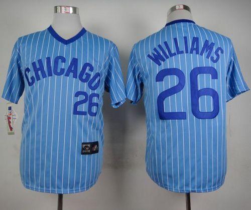 Cubs #26 Billy Williams Blue(White Strip) Cooperstown Throwback Stitched Jersey