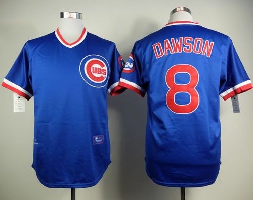 Cubs #8 Andre Dawson Black Blue Cooperstown Stitched Jersey