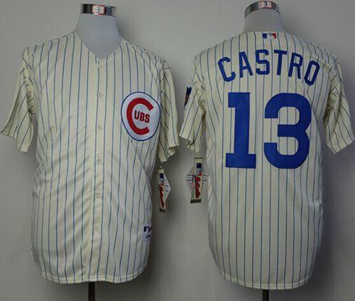 Cubs #13 Starlin Castro Cream 1969 Turn Back The Clock Stitched Jersey