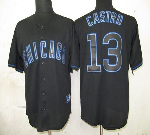 Cubs #13 Starlin Castro Black Fashion Stitched Jersey