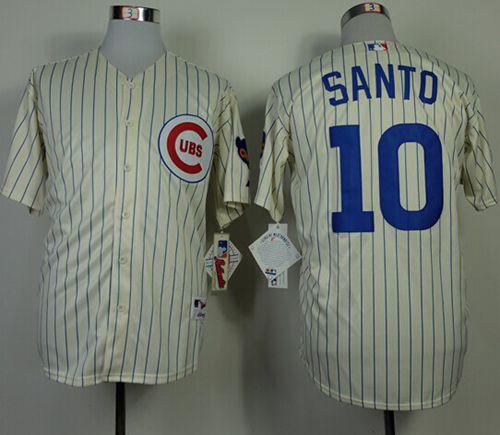 Cubs #10 Ron Santo Cream 1969 Turn Back The Clock Stitched Jersey
