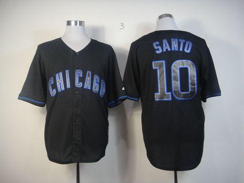 Cubs #10 Ron Santo Black Fashion Stitched Jersey