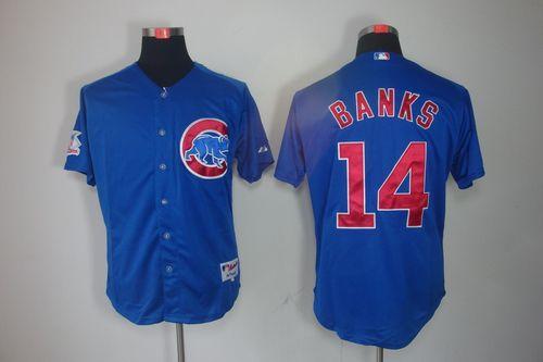 Cubs #14 Ernie Banks Blue Cool Base Stitched Jersey