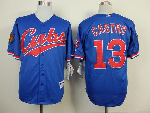 Cubs #13 Starlin Castro Blue 1994 Turn Back The Clock Stitched Jersey
