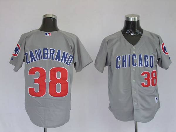 Cubs #38 Carlos Zambrano Stitched Grey Jersey