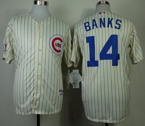 Cubs #14 Ernie Banks Cream 1969 Turn Back The Clock Stitched Jersey