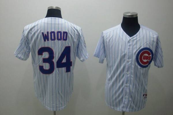 Cubs #34 Kerry Wood Stitched 3-Patch White Jersey