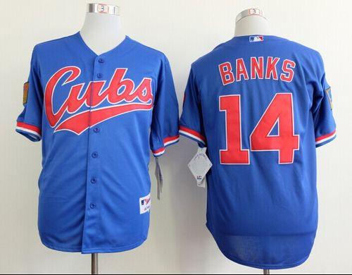 Cubs #14 Ernie Banks Blue 1994 Turn Back The Clock Stitched Jersey