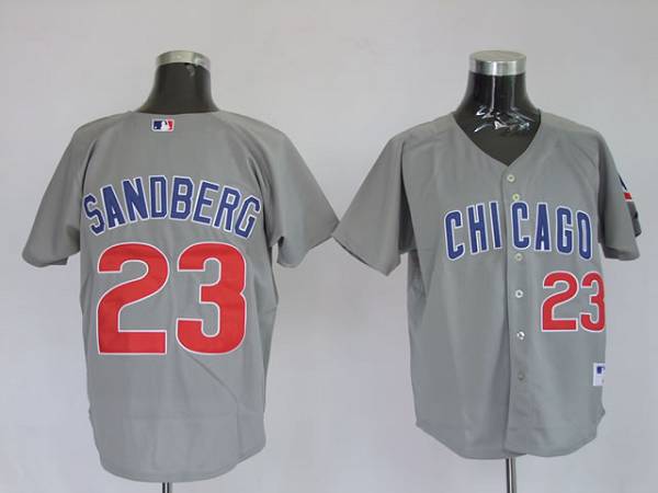 Cubs #23 Ryne Sandberg Stitched Grey Jersey