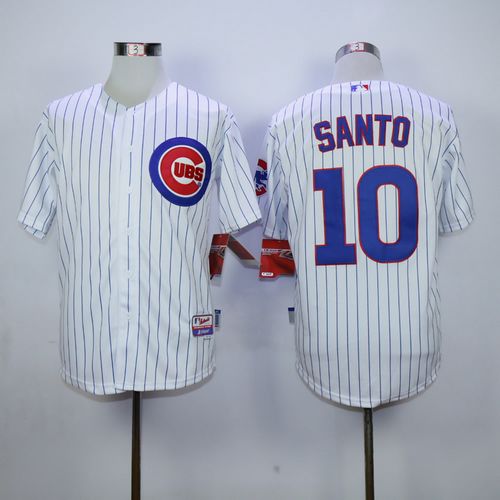 Cubs #10 Ron Santo Stitched White Jersey