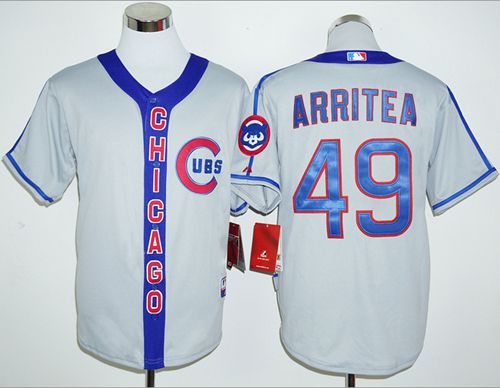 Cubs #49 Jake Arrieta Grey Cooperstown Stitched Jersey