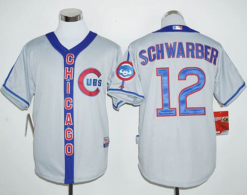 Cubs #12 Kyle Schwarber Grey Cooperstown Stitched Jersey