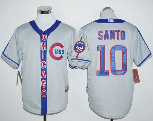 Cubs #10 Ron Santo Grey Cooperstown Stitched Jersey