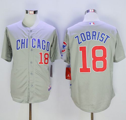 Cubs #18 Ben Zobrist Grey Road Cool Base Stitched Jersey