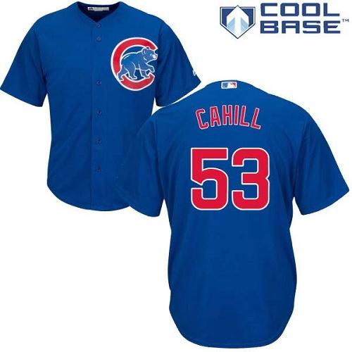 Cubs #53 Trevor Cahill Blue New Cool Base Stitched Jersey