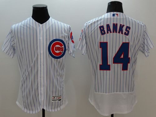 Cubs #14 Ernie Banks White Flexbase Authentic Collection Stitched Jersey