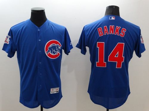 Cubs #14 Ernie Banks Blue Flexbase Authentic Collection Stitched Jersey