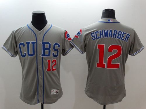 Cubs #12 Kyle Schwarber Grey Flexbase Authentic Collection Alternate Road Stitched Jersey
