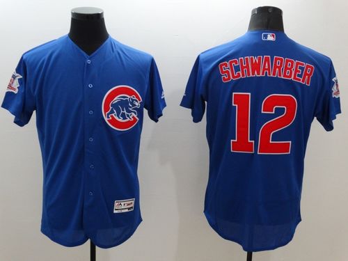 Cubs #12 Kyle Schwarber Blue Flexbase Authentic Collection Stitched Jersey