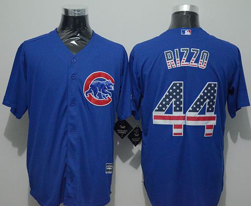 Cubs #44 Anthony Rizzo Blue USA Flag Fashion Stitched Jersey