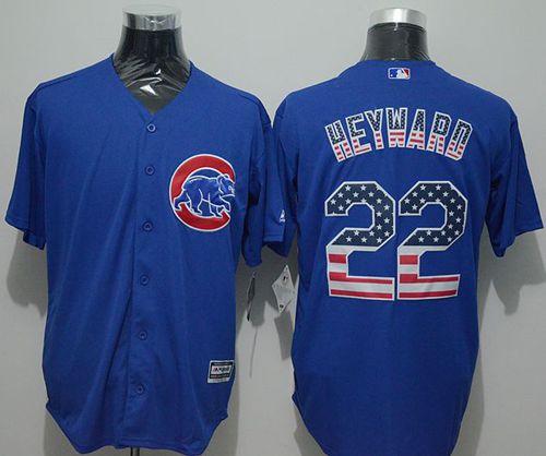 Cubs #22 Jason Heyward Blue USA Flag Fashion Stitched Jersey