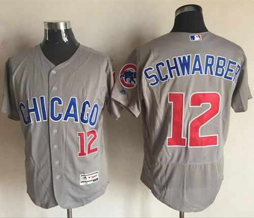 Cubs #12 Kyle Schwarber Grey Flexbase Authentic Collection Road Stitched Jersey