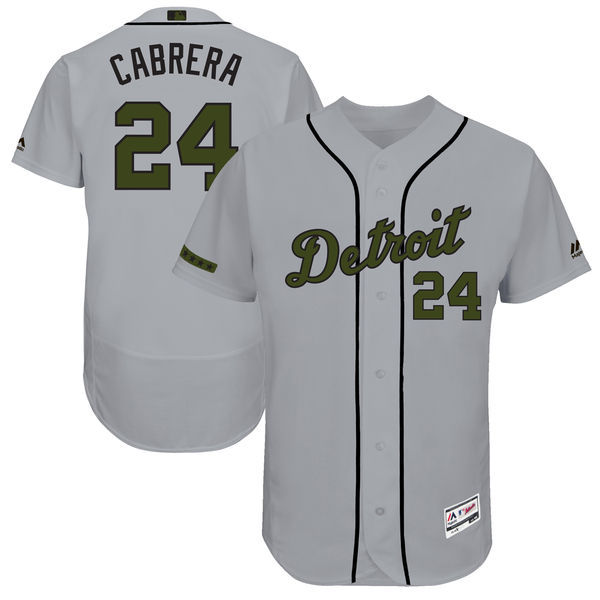 Detroit Tigers #24 Miguel Cabrera Majestic Gray 2017 Memorial Day Authentic Collection Flex Base Player Stitched Jersey