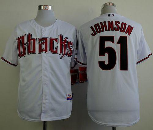Diamondbacks #51 Randy Johnson White Cool Base Stitched Jersey