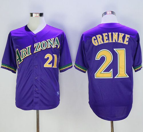 Diamondbacks #21 Zack Greinke Purple Cooperstown Stitched Jersey