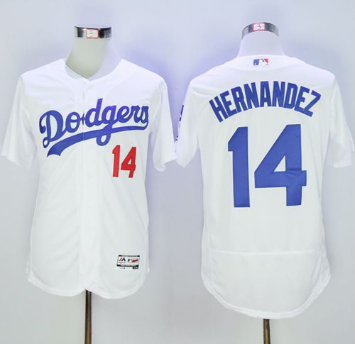 Dodgers #14 Enrique Hernandez White Flexbase Authentic Collection Stitched Jersey
