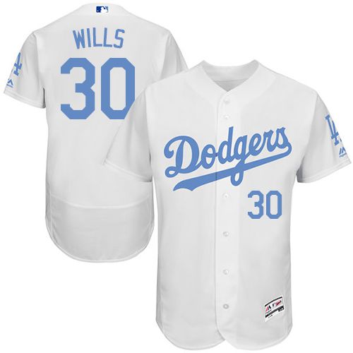 Dodgers #30 Maury Wills White Flexbase Authentic Collection 2016 Father's Day Stitched Jersey