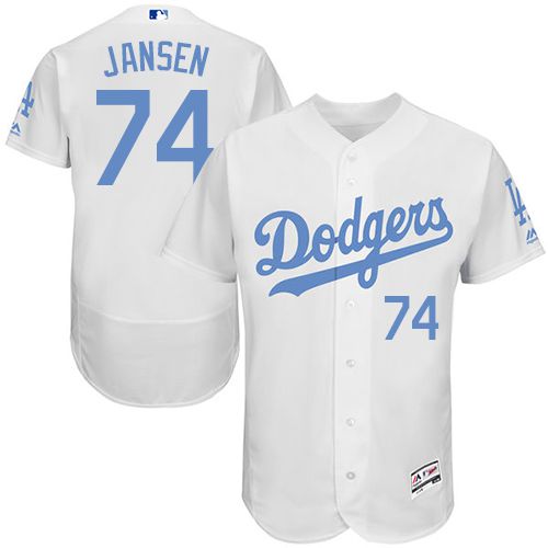 Dodgers #74 Kenley Jansen White Flexbase Authentic Collection 2016 Father's Day Stitched Jersey