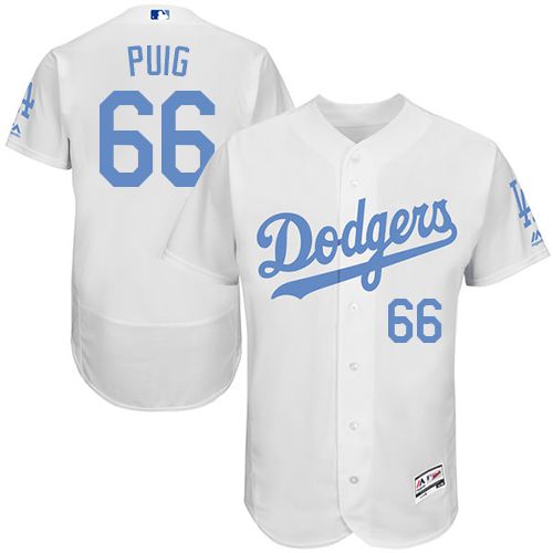 Dodgers #66 Yasiel Puig White Flexbase Authentic Collection 2016 Father's Day Stitched Jersey