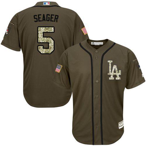 Dodgers #5 Corey Seager Green Salute To Service Stitched Jersey