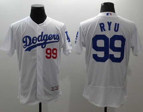 Dodgers #99 Hyun-Jin Ryu White Flexbase Authentic Collection Stitched Jersey