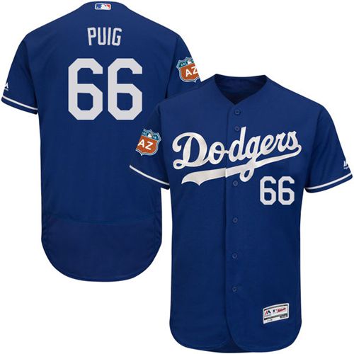 Dodgers #66 Yasiel Puig Blue Flexbase Authentic Collection Stitched Jersey