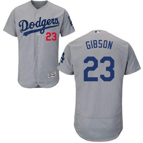 Dodgers #23 Kirk Gibson Grey Flexbase Authentic Collection Stitched Jersey