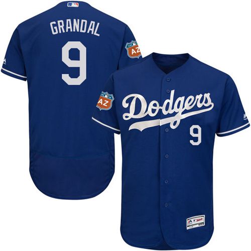 Dodgers #9 Yasmani Grandal Blue Flexbase Authentic Collection Stitched Jersey