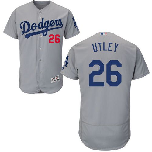 Dodgers #26 Chase Utley Grey Flexbase Authentic Collection Stitched Jersey