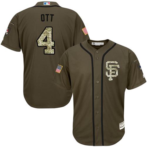 Giants #4 Mel Ott Green Salute To Service Stitched Jersey