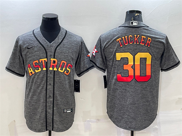 Houston Astros #30 Kyle Tucker Gray Cool Base Stitched Baseball Jersey